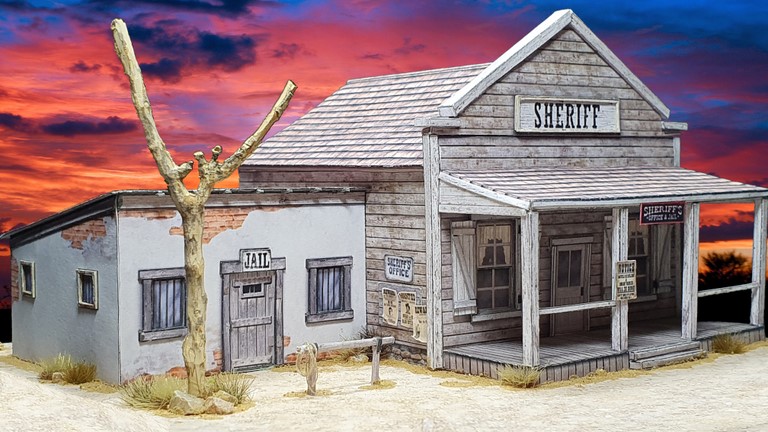 maquette en papier de maison western HO Sheriff's office & Jail