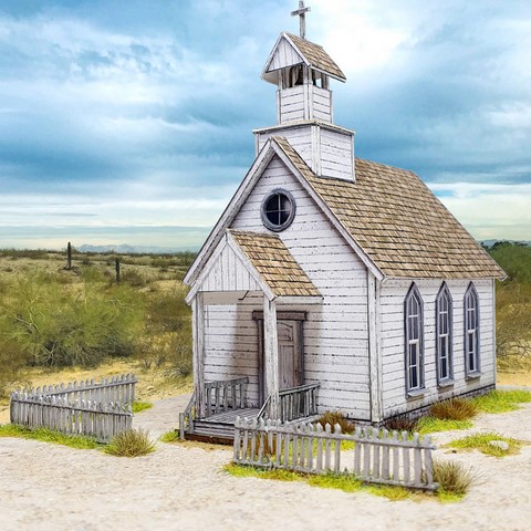 maquette en papier de maison western HO Church