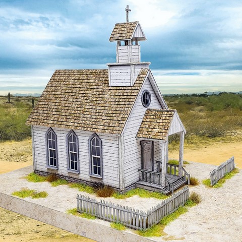 maquette en papier de maison western HO Church