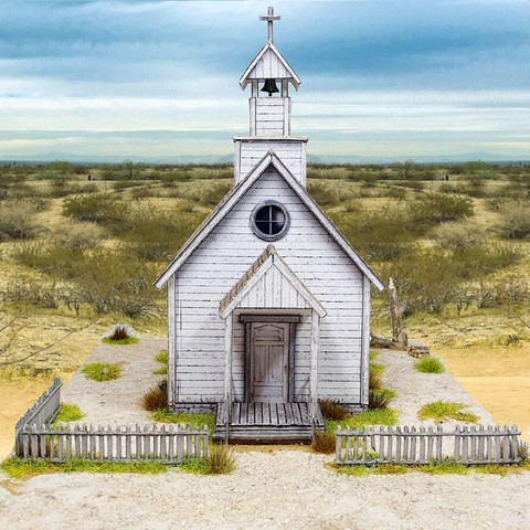 maquette en papier de maison western HO Church