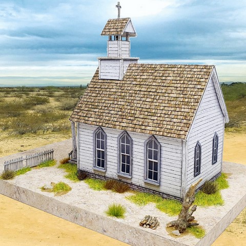 maquette en papier de maison western HO Church