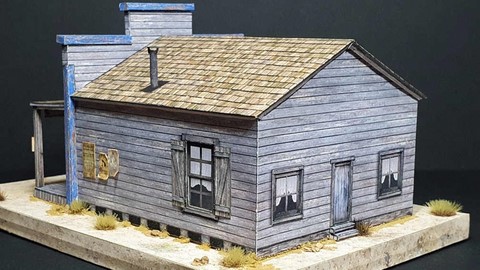 maquette en papier de maison western HO Baron's