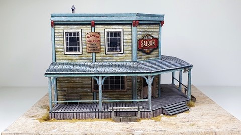 maquette en papier de maison western HO Old Town Saloon